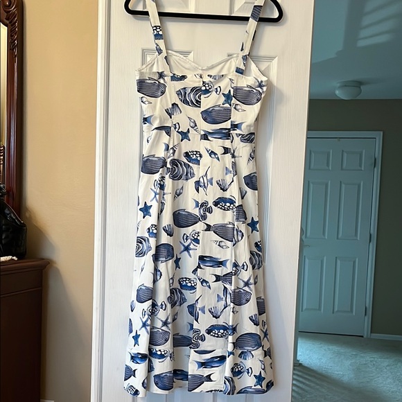 Avec Les Filles Blue A-Line Sundress With Strap Sz 8 - Picture 4 of 6
